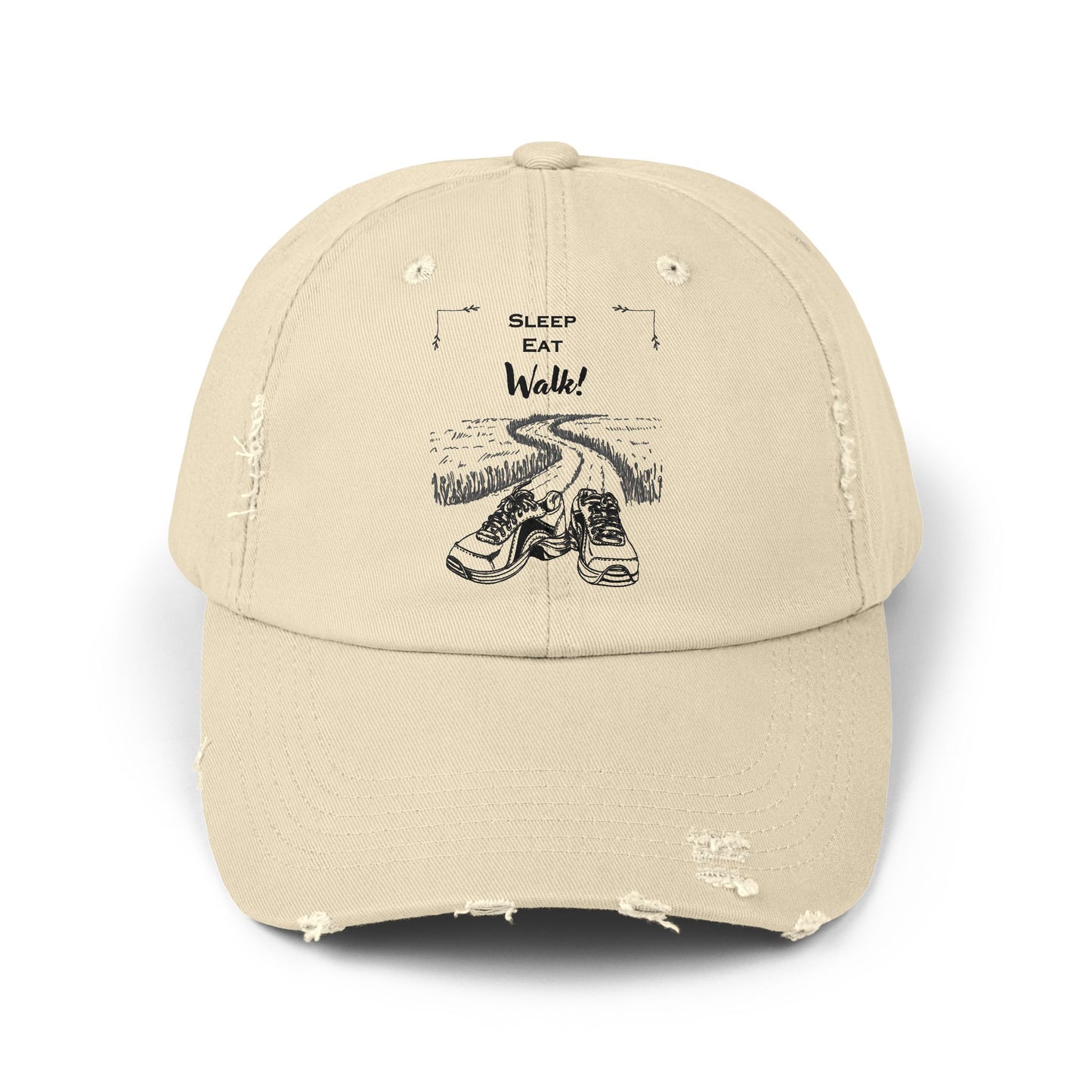 Sleep Eat Walk Distressed Cap — Vintage Walking Shoes Baseball Hat