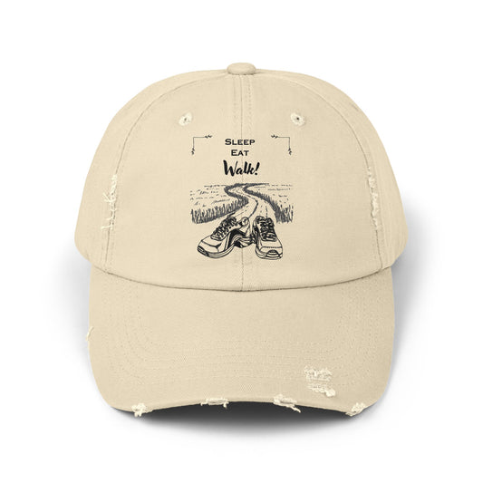 Sleep Eat Walk Distressed Cap — Vintage Walking Shoes Baseball Hat