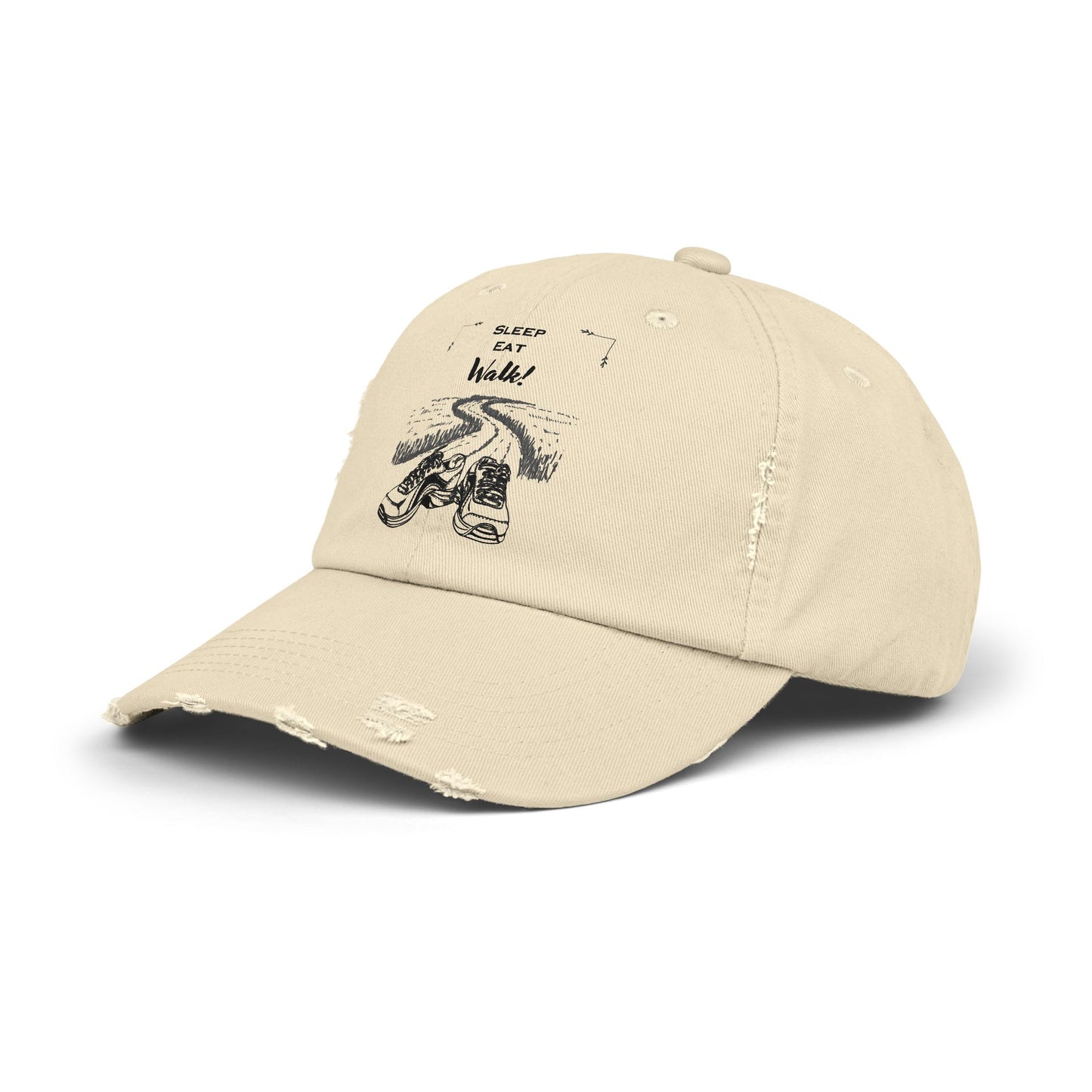 Sleep Eat Walk Distressed Cap — Vintage Walking Shoes Baseball Hat