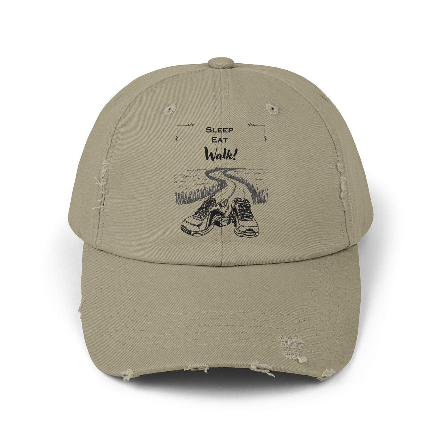 Sleep Eat Walk Distressed Cap — Vintage Walking Shoes Baseball Hat